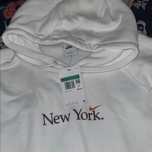 Nike White Hoodie with New York Text